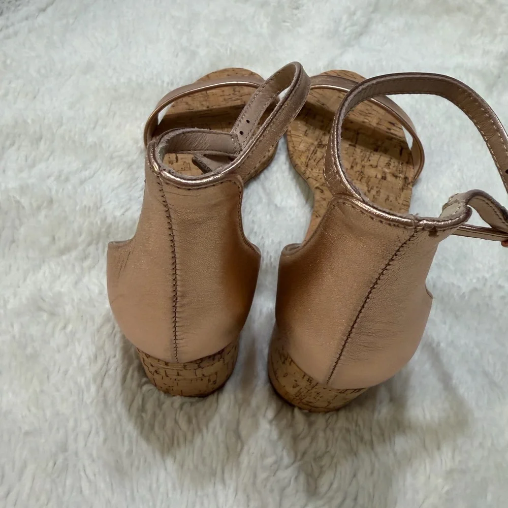 Steve Madden Metallic Rose Gold Cork Wedge Sandals